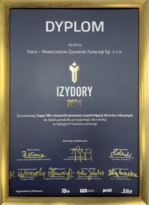 Dyplom dla Sano - IZYDORY 2024